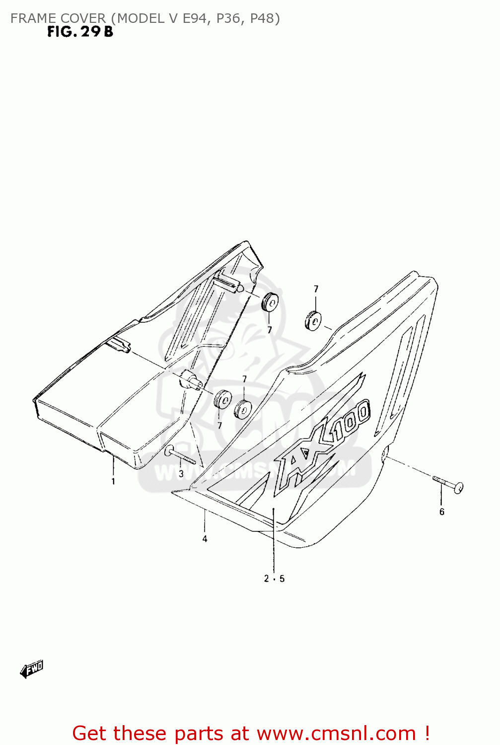 FRAME COVER (MODEL V E94, P36, P48) AX100 1997 (V) BARBADOS (E94) / P36 P48