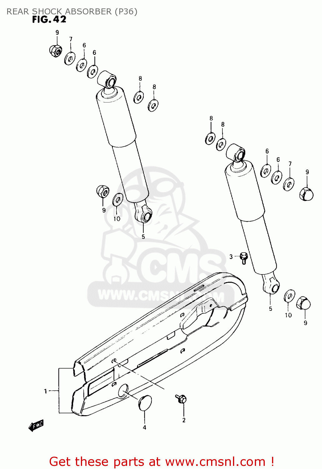 REAR SHOCK ABSORBER (P36) AX100 1997 (V) BARBADOS (E94) / P36 P48