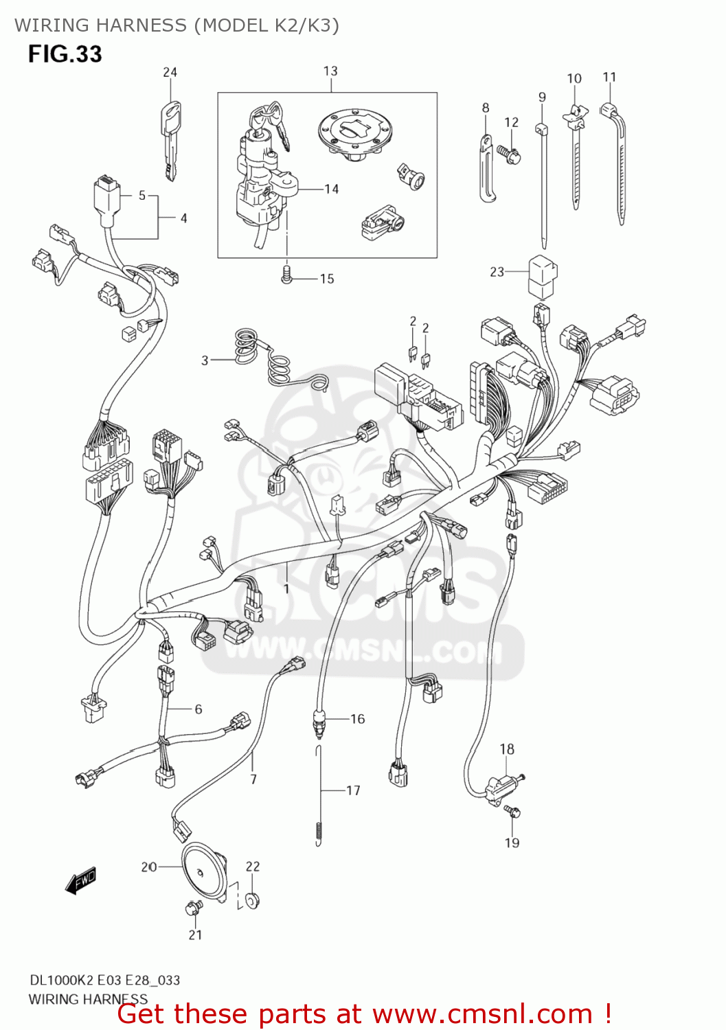 Suzuki DL1000 VSTROM 2002 (K2) USA (E03) WIRING HARNESS (MODEL K2/K3 ...