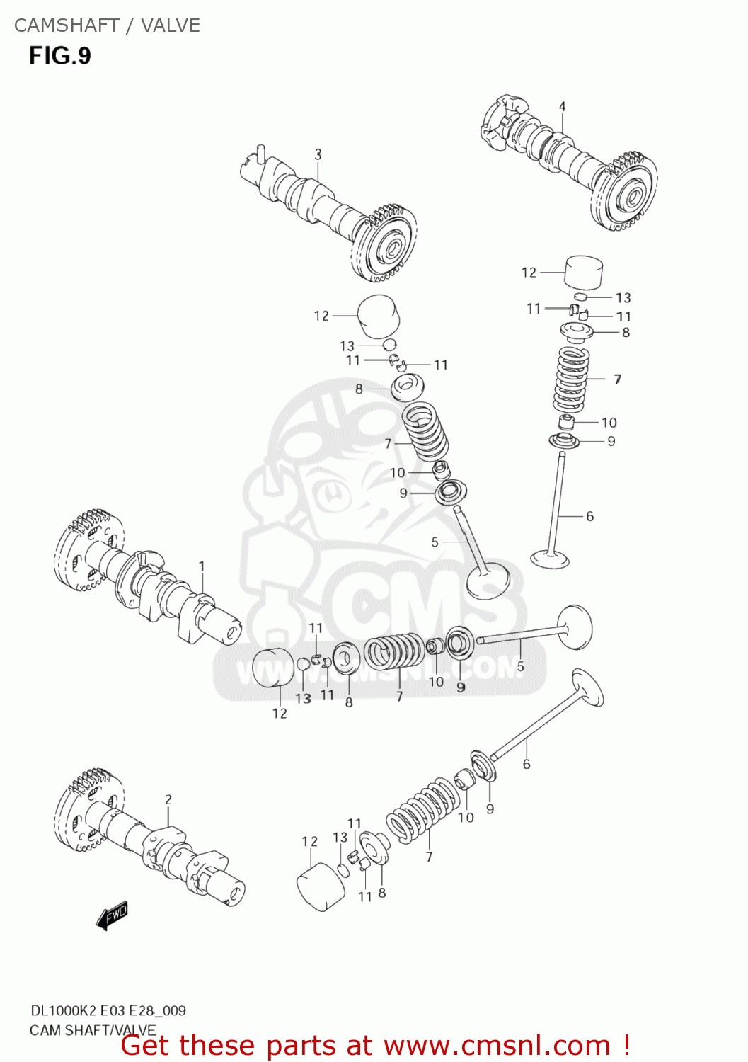 CAMSHAFT / VALVE DL1000 VSTROM 2002 (K2) USA (E03)