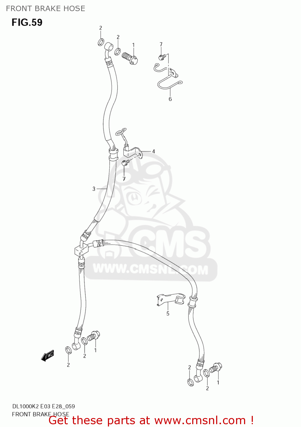 FRONT BRAKE HOSE DL1000 VSTROM 2002 (K2) USA (E03)