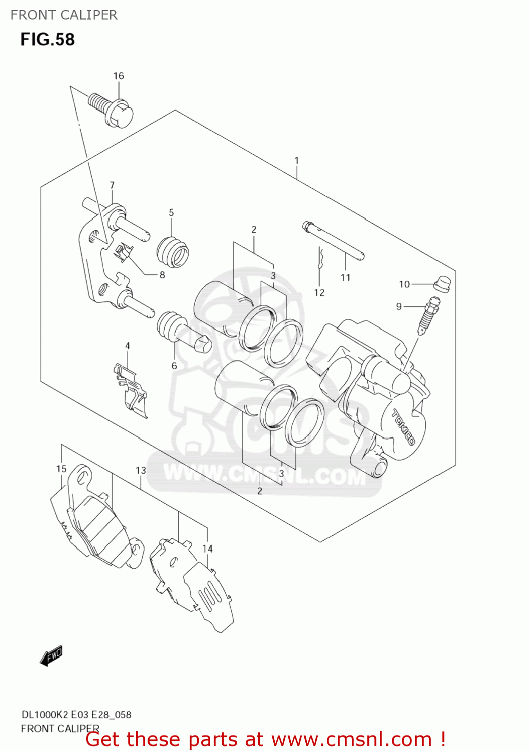 FRONT CALIPER DL1000 VSTROM 2002 (K2) USA (E03)
