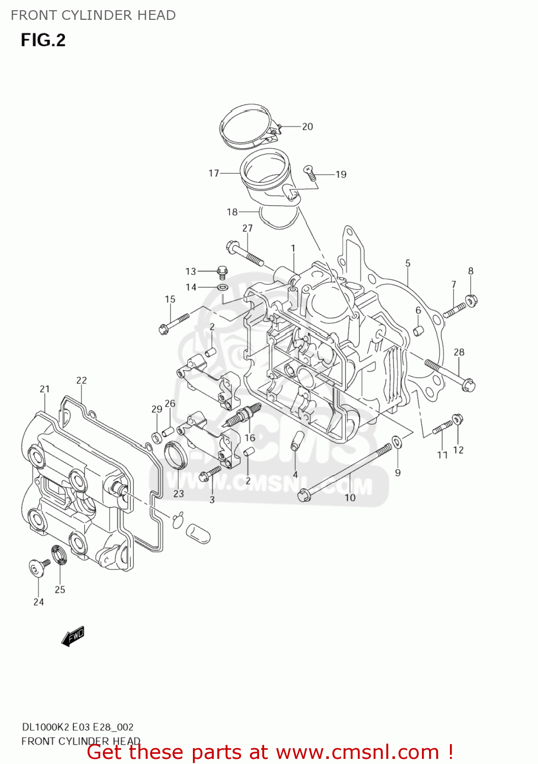 FRONT CYLINDER HEAD DL1000 VSTROM 2002 (K2) USA (E03)