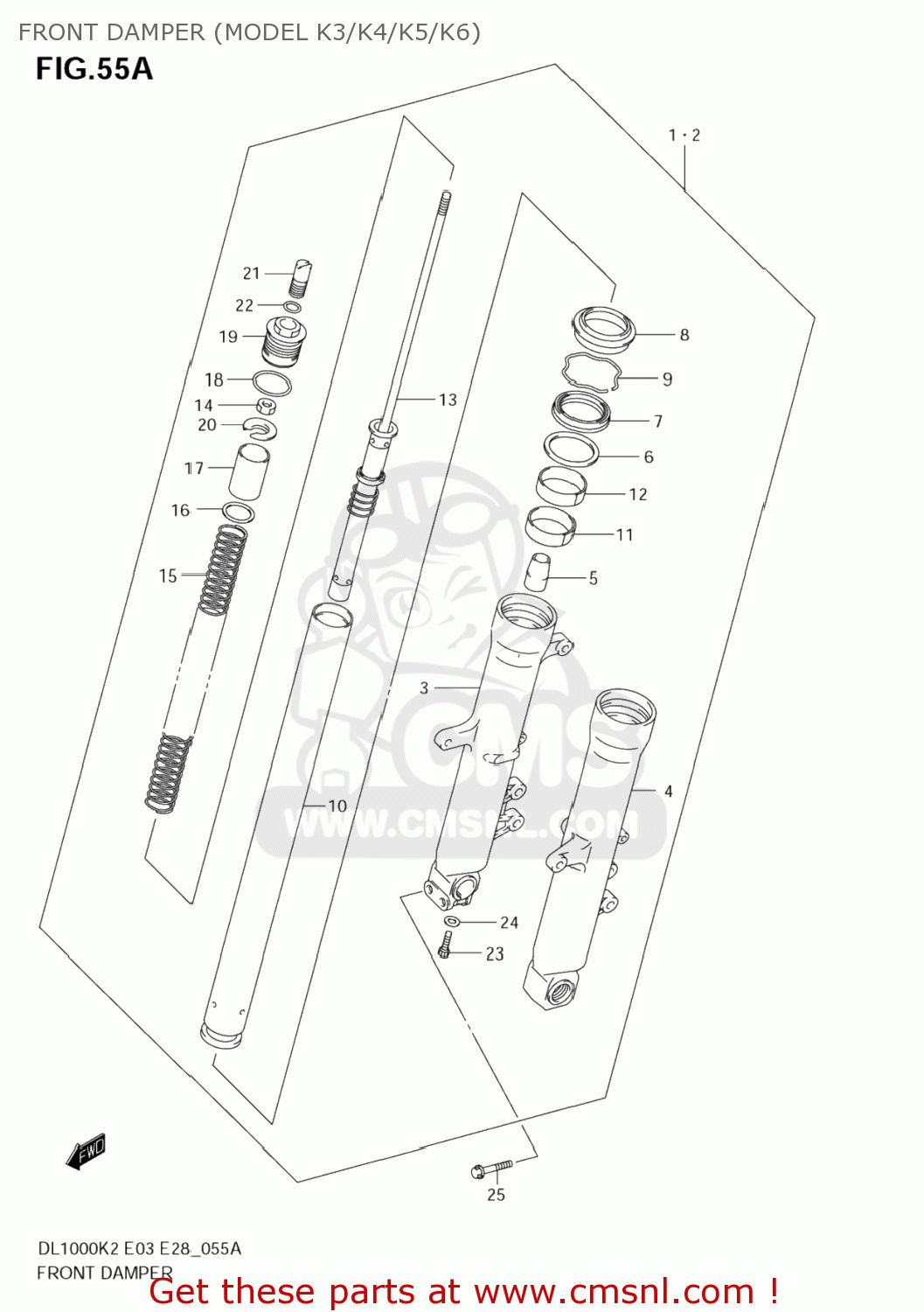FRONT DAMPER (MODEL K3/K4/K5/K6) DL1000 VSTROM 2002 (K2) USA (E03)