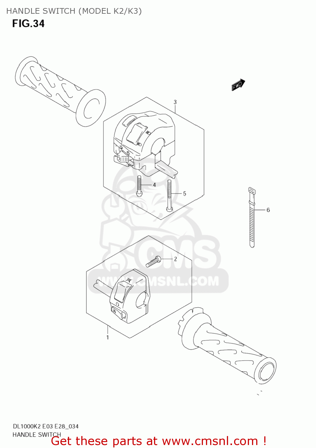 HANDLE SWITCH (MODEL K2/K3) DL1000 VSTROM 2002 (K2) USA (E03)