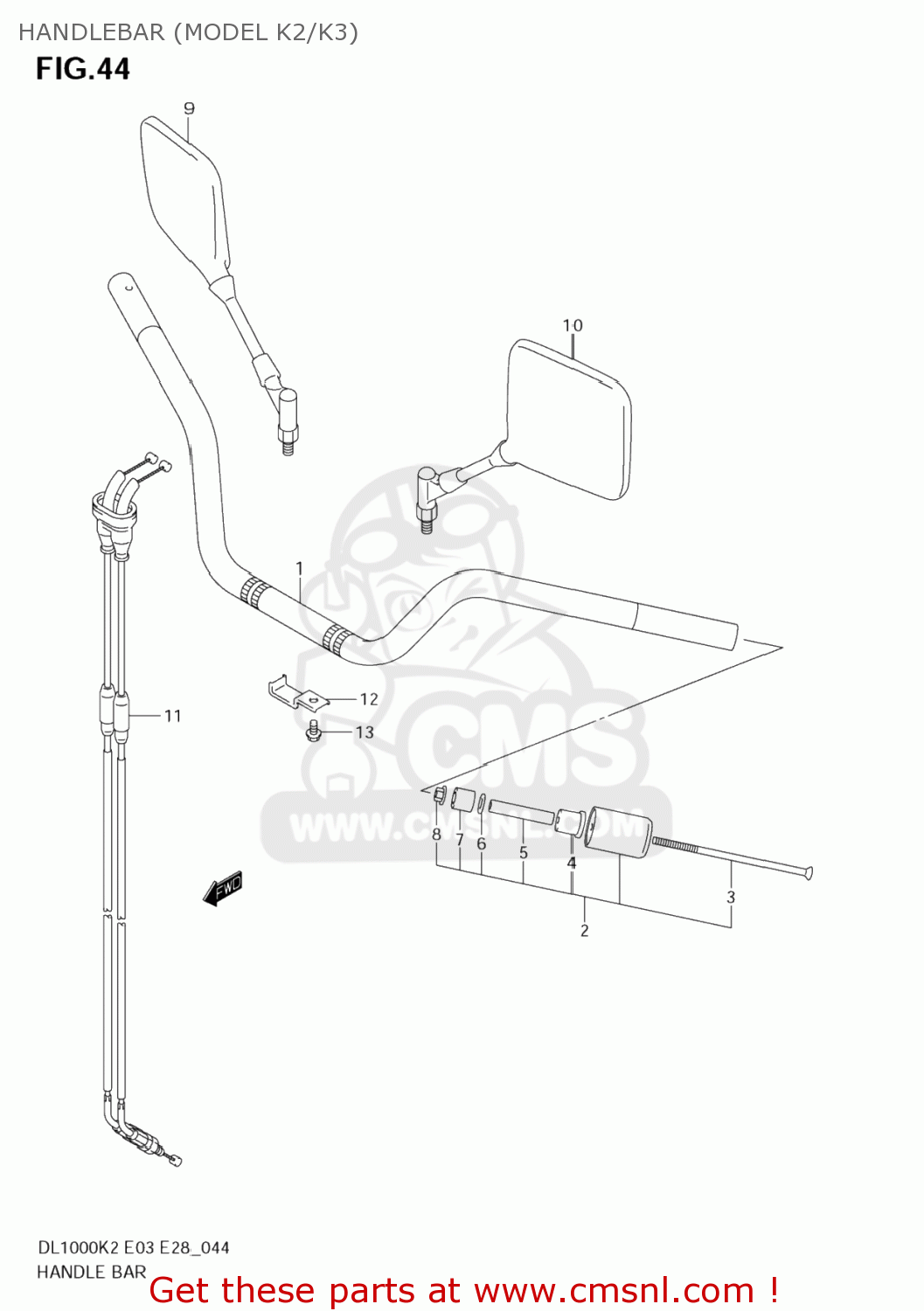 HANDLEBAR (MODEL K2/K3) DL1000 VSTROM 2002 (K2) USA (E03)