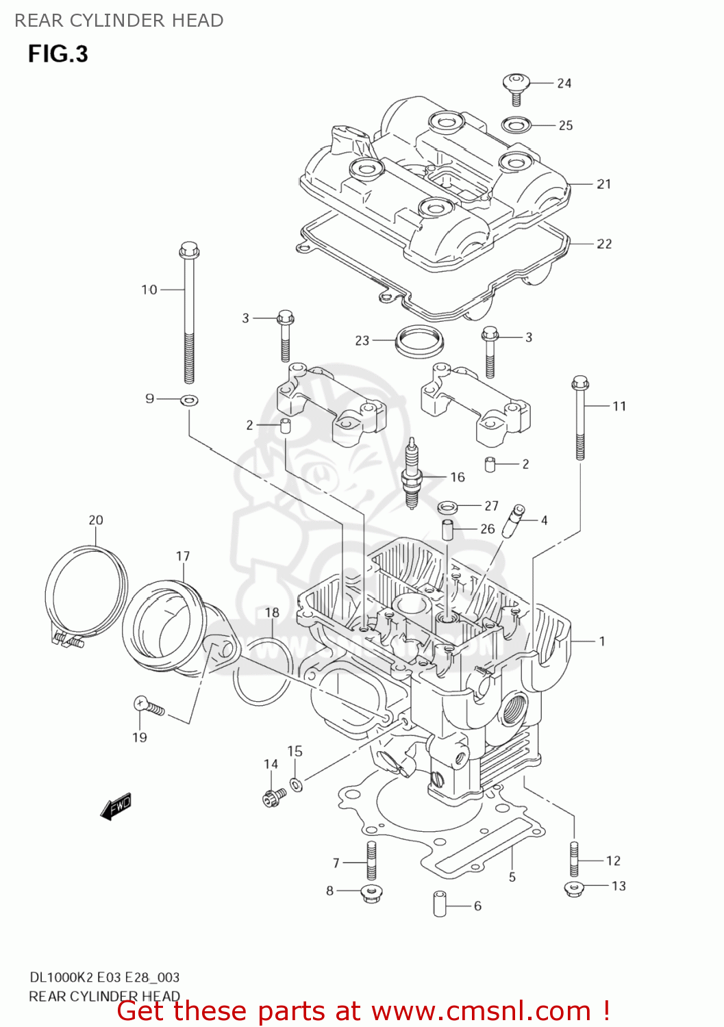 REAR CYLINDER HEAD DL1000 VSTROM 2002 (K2) USA (E03)