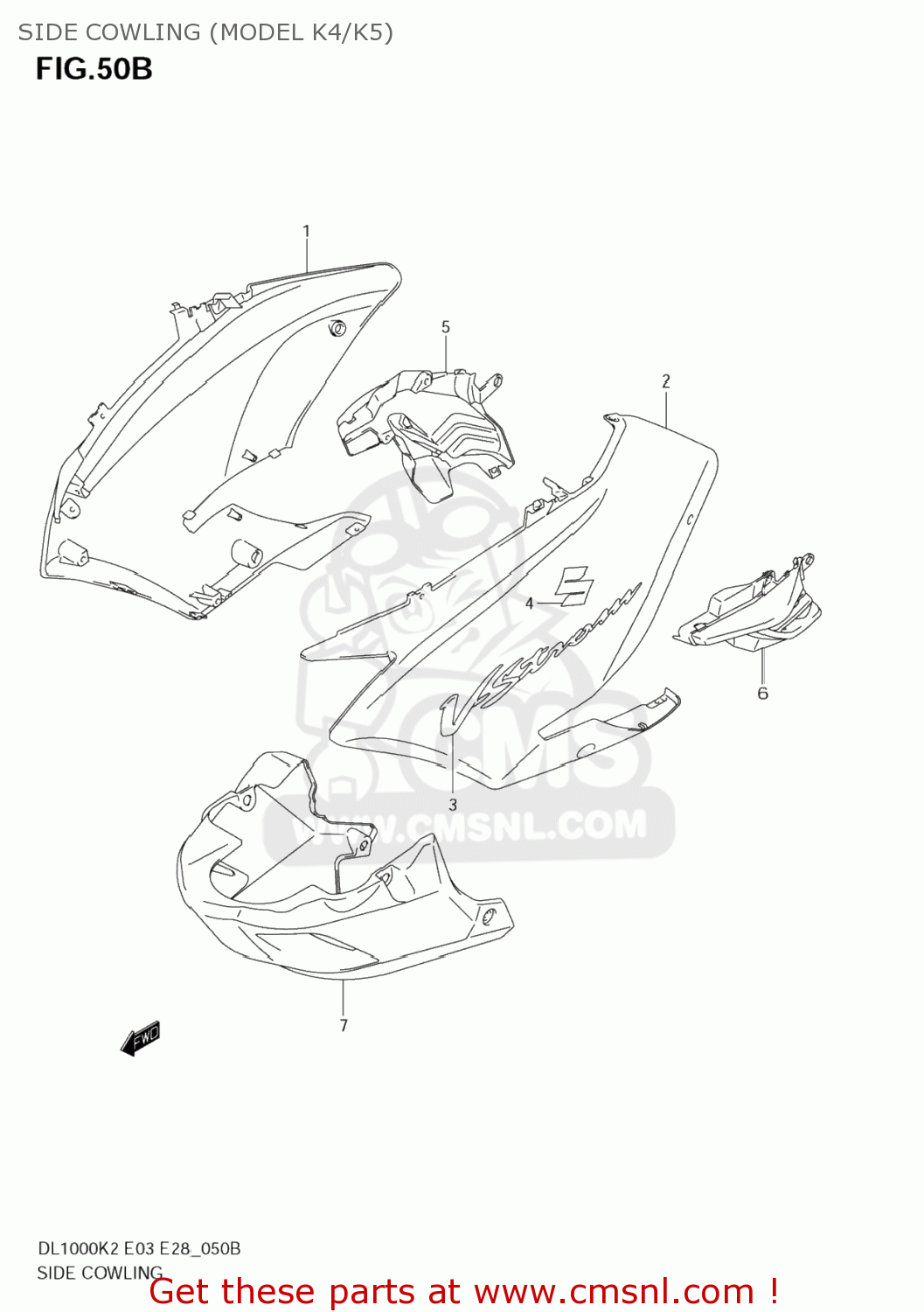SIDE COWLING (MODEL K4/K5) DL1000 VSTROM 2002 (K2) USA (E03)