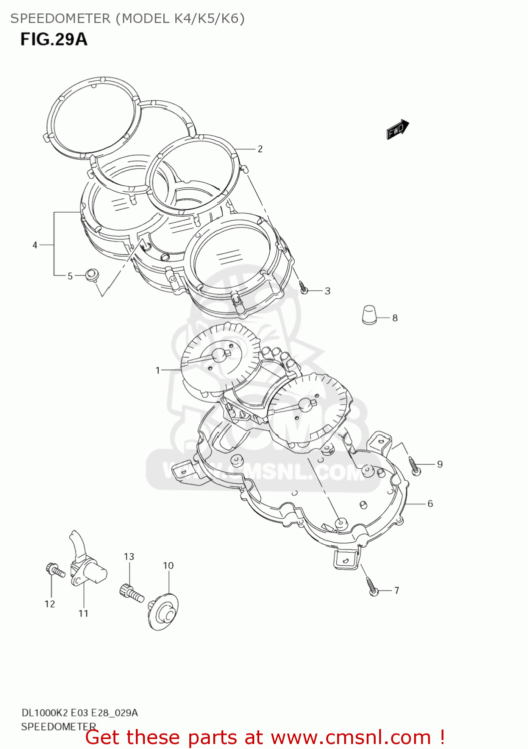 SPEEDOMETER (MODEL K4/K5/K6) DL1000 VSTROM 2002 (K2) USA (E03)