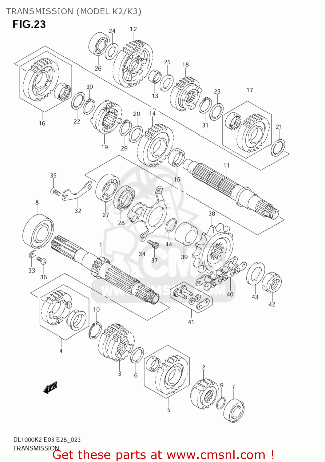 TRANSMISSION (MODEL K2/K3) DL1000 VSTROM 2002 (K2) USA (E03)