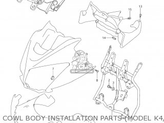 COWL BODY INSTALLATION PARTS (MODEL K4/K5/K6) - DL1000 VSTROM 2002 (K2) USA (E03)