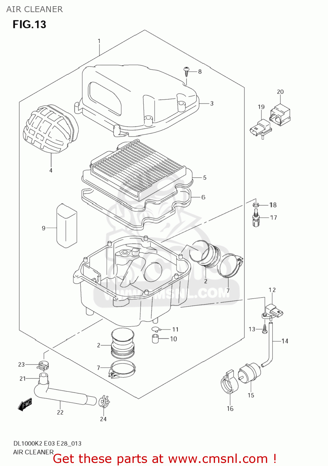 AIR CLEANER DL1000 VSTROM 2003 (K3) USA (E03)