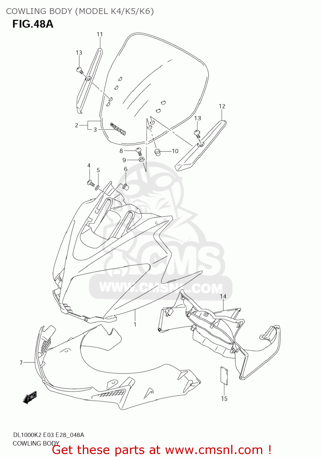 COWLING BODY (MODEL K4/K5/K6) DL1000 VSTROM 2003 (K3) USA (E03)