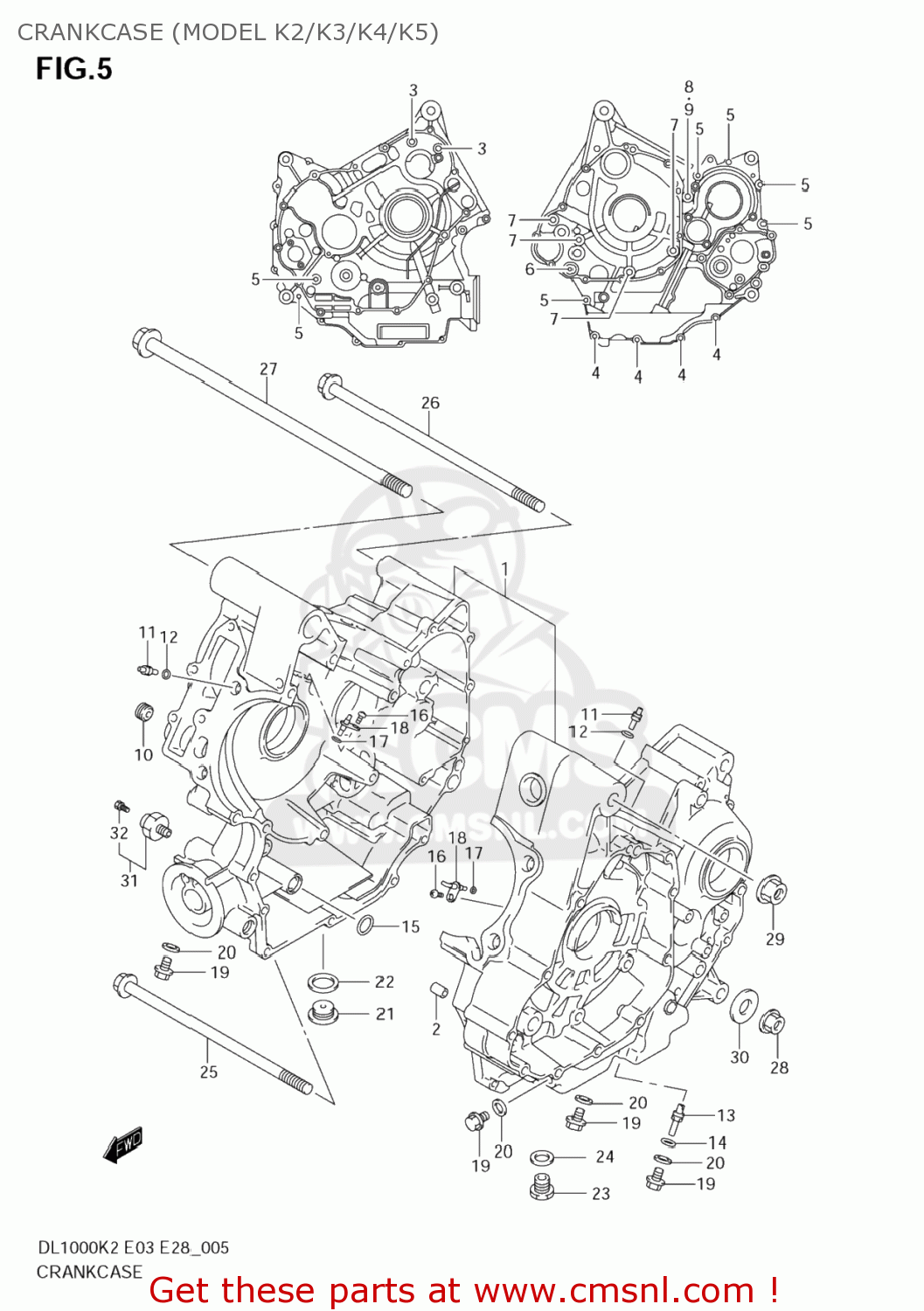 CRANKCASE (MODEL K2/K3/K4/K5) DL1000 VSTROM 2003 (K3) USA (E03)