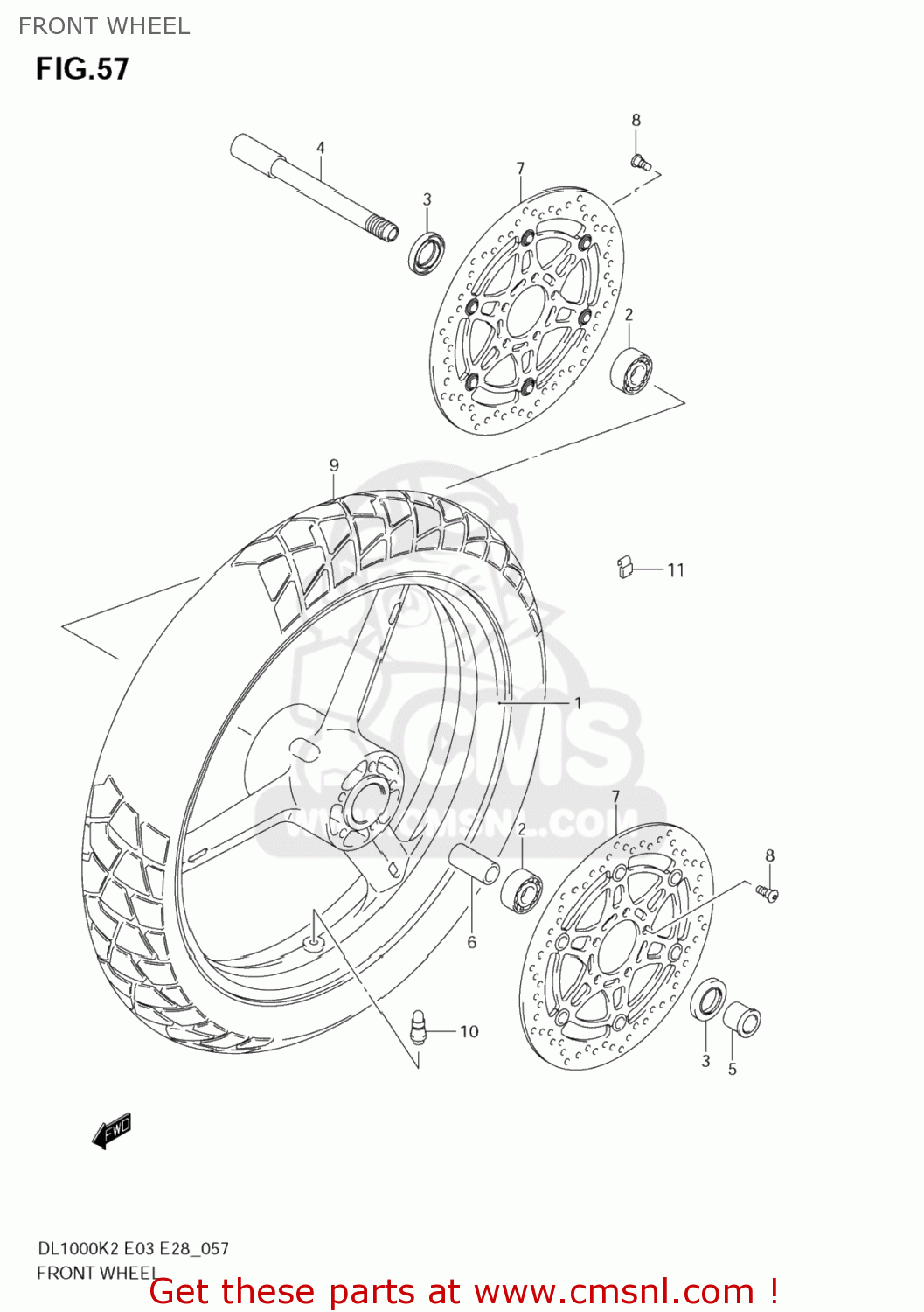 FRONT WHEEL DL1000 VSTROM 2003 (K3) USA (E03)