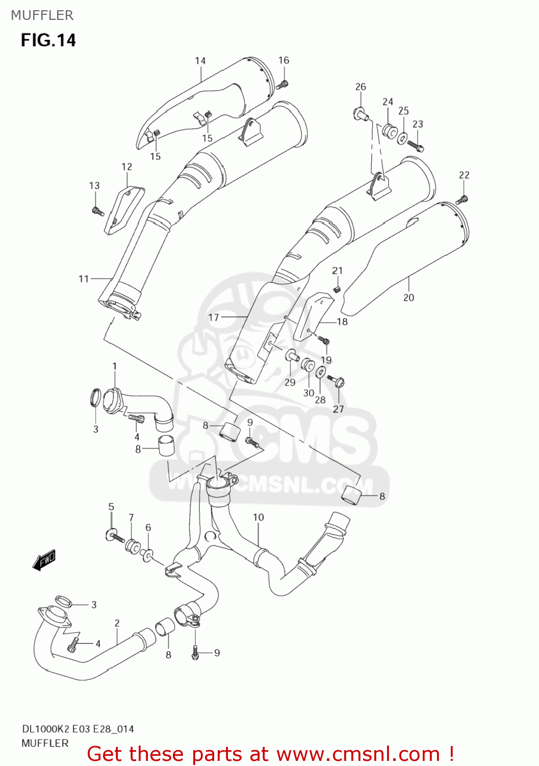 MUFFLER DL1000 VSTROM 2003 (K3) USA (E03)