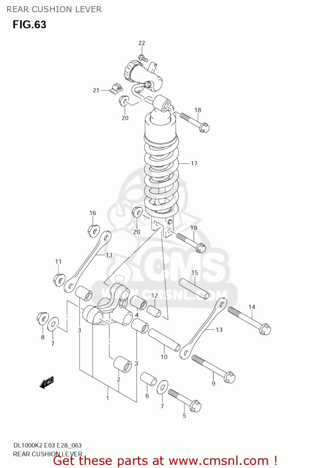 REAR CUSHION LEVER DL1000 VSTROM 2003 (K3) USA (E03)