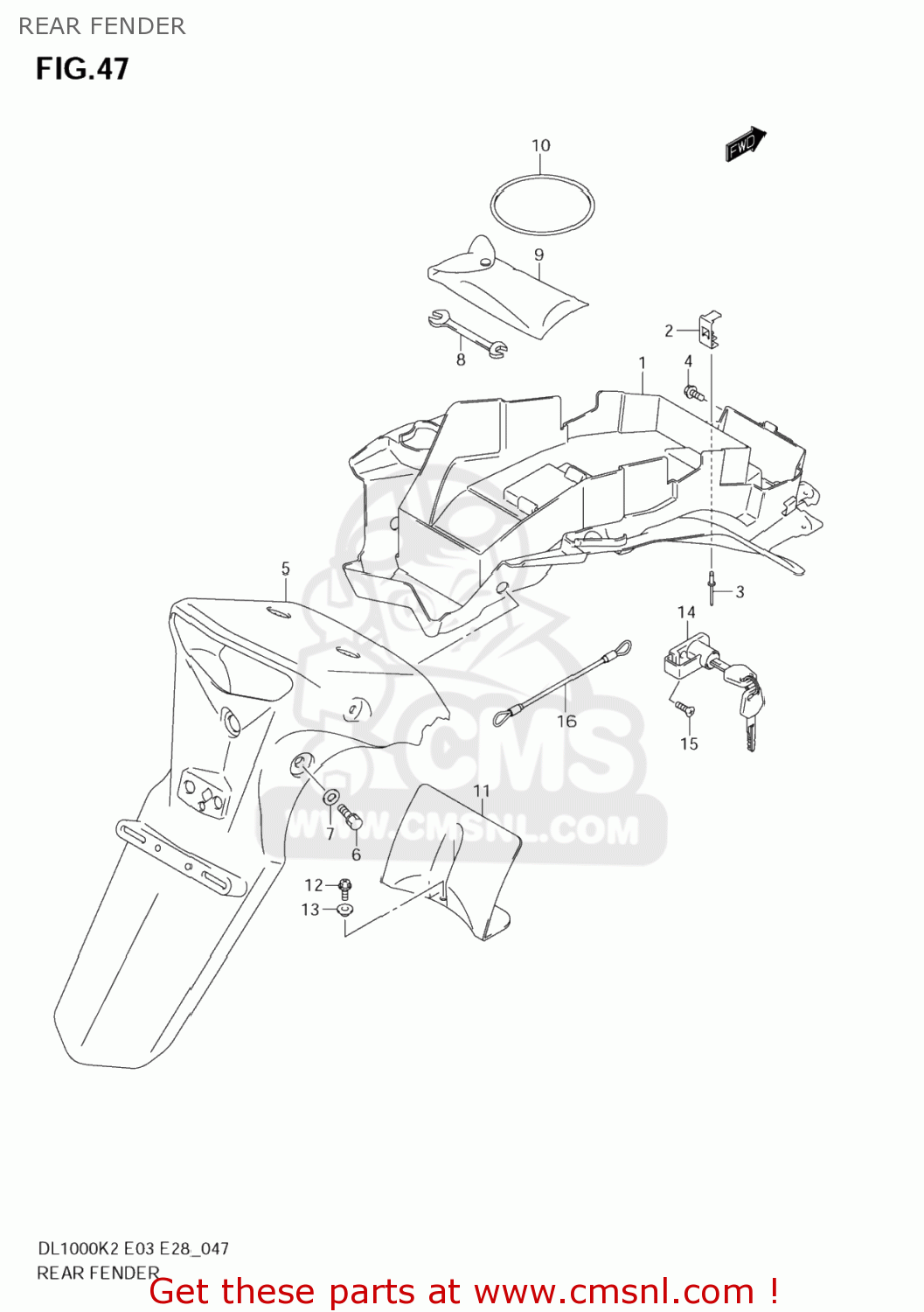 REAR FENDER DL1000 VSTROM 2003 (K3) USA (E03)