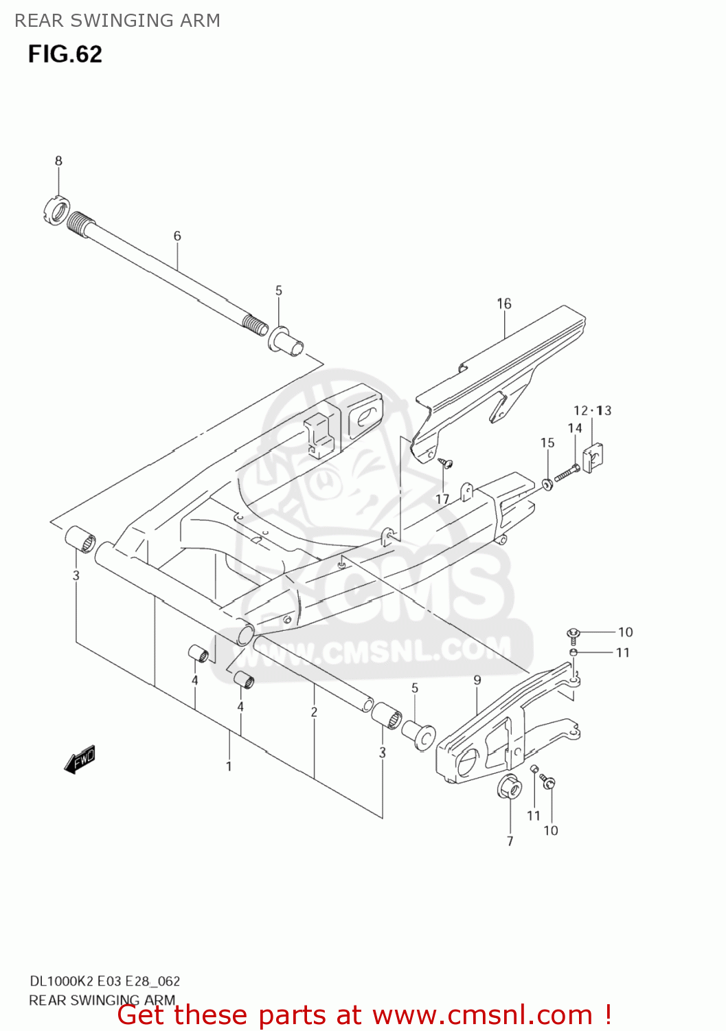 REAR SWINGING ARM DL1000 VSTROM 2003 (K3) USA (E03)