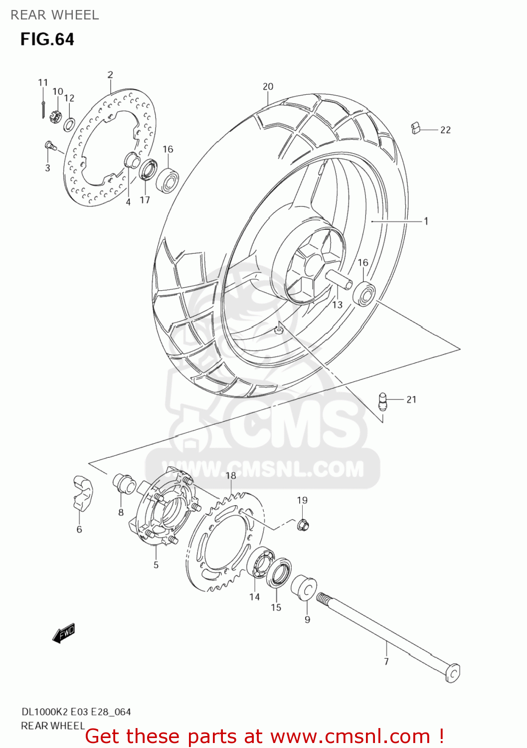 REAR WHEEL DL1000 VSTROM 2003 (K3) USA (E03)