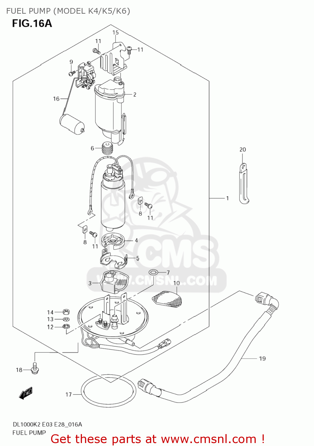 Suzuki DL1000 VSTROM 2004 (K4) USA (E03) FUEL PUMP (MODEL K4/K5/K6