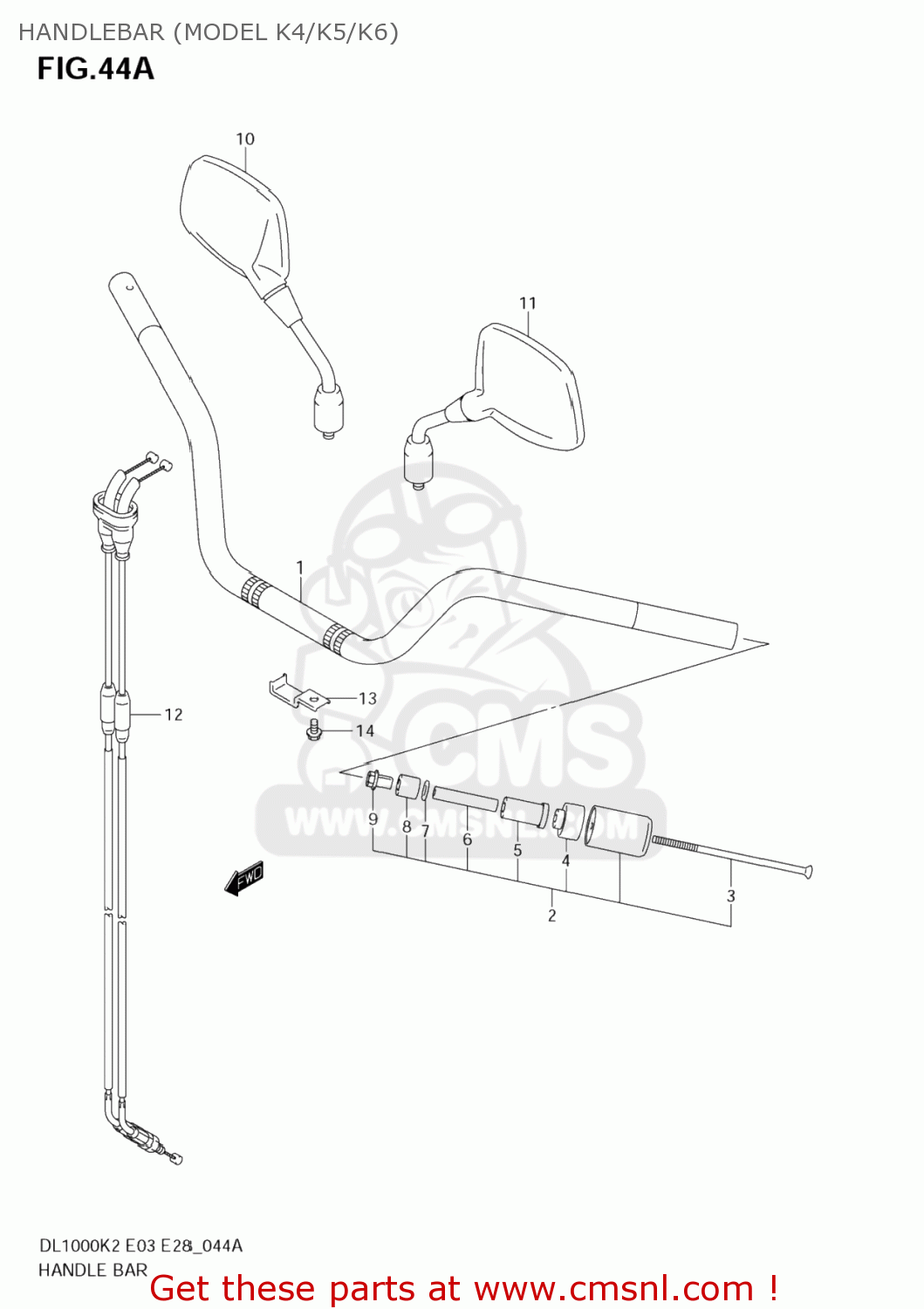 HANDLEBAR (MODEL K4/K5/K6) DL1000 VSTROM 2004 (K4) USA (E03)