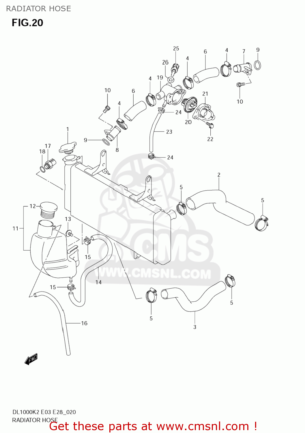 RADIATOR HOSE DL1000 VSTROM 2004 (K4) USA (E03)