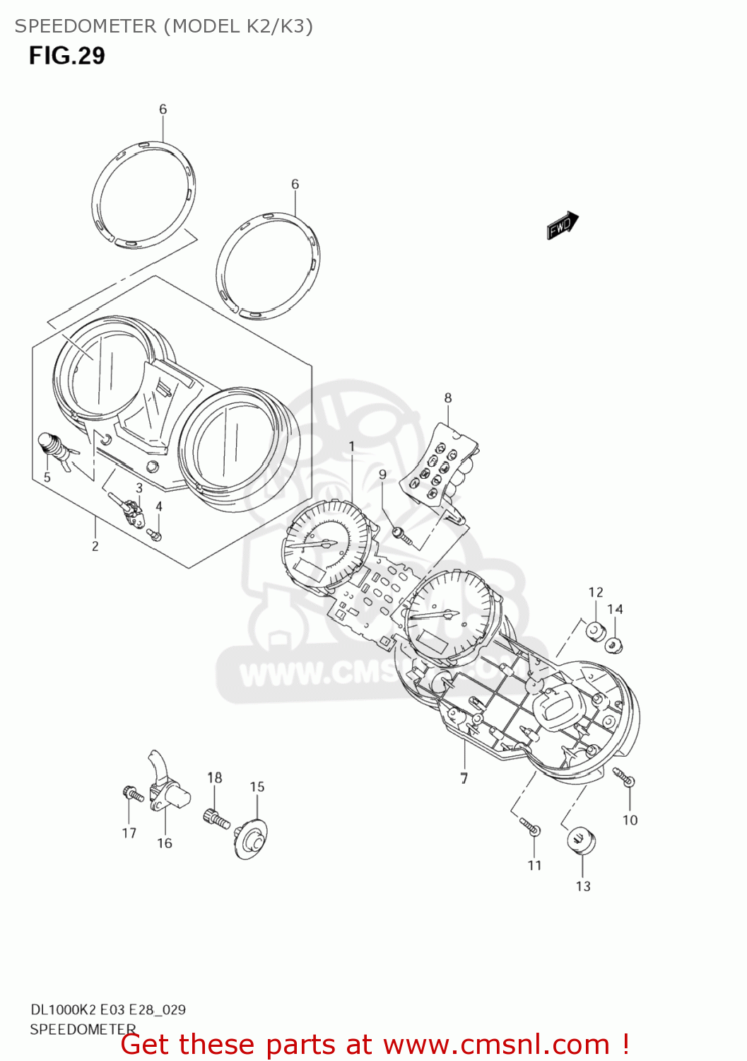 SPEEDOMETER (MODEL K2/K3) DL1000 VSTROM 2004 (K4) USA (E03)