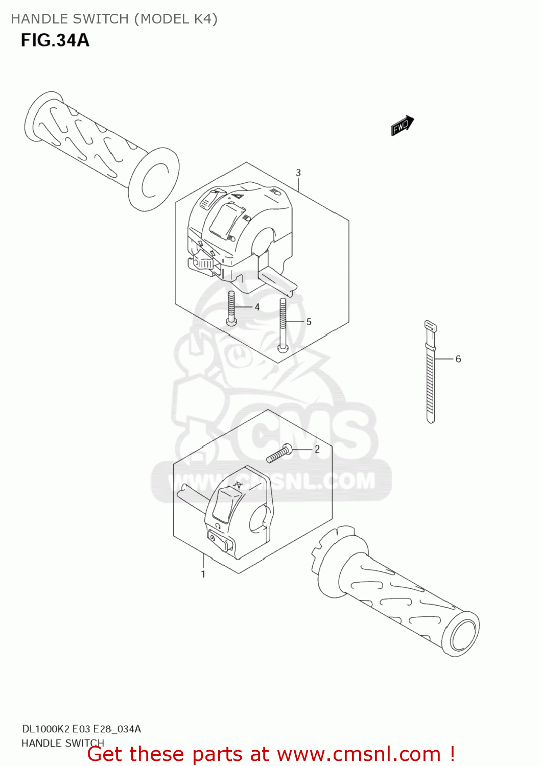 HANDLE SWITCH (MODEL K4) DL1000 VSTROM 2005 (K5) USA (E03)