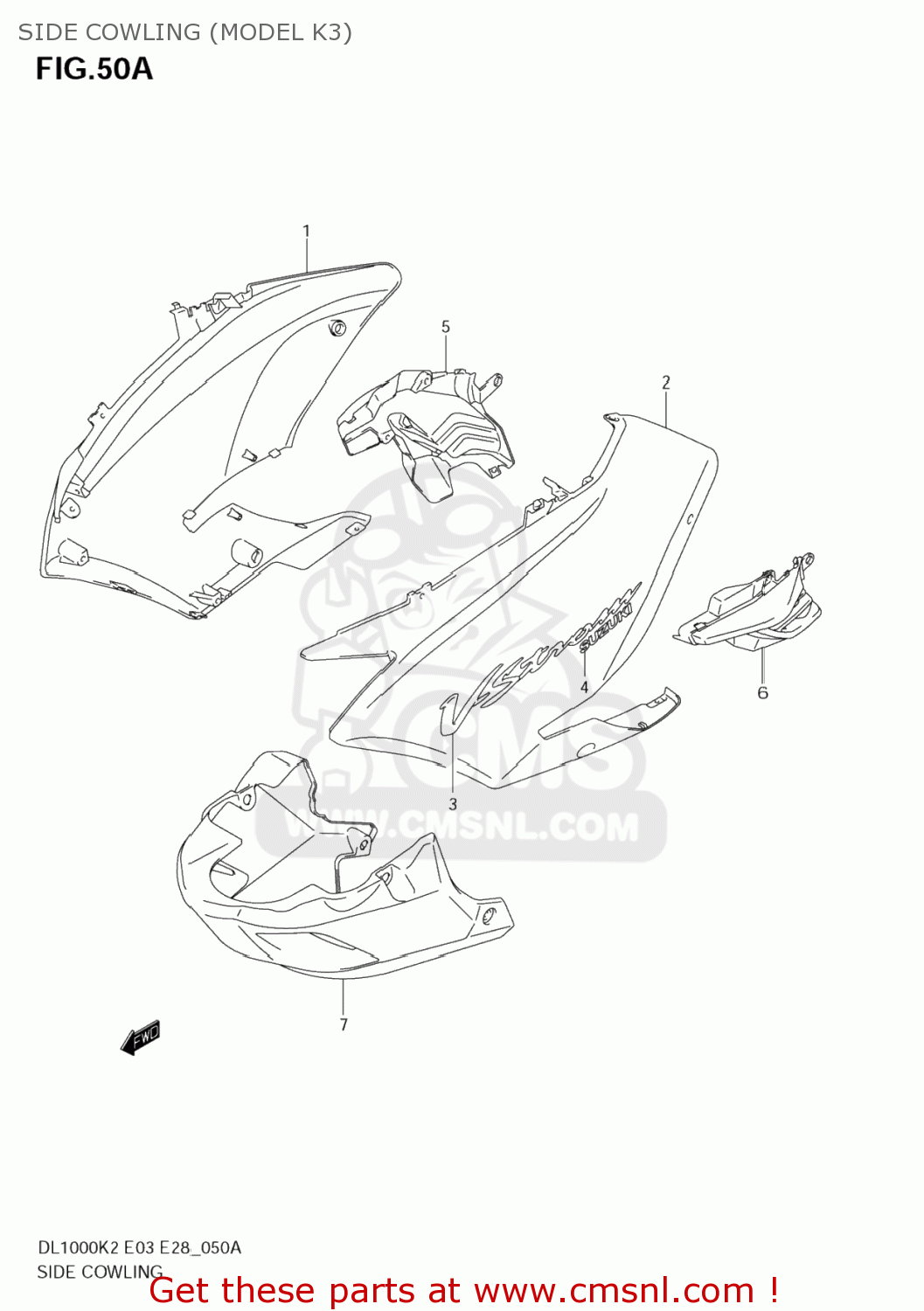 SIDE COWLING (MODEL K3) DL1000 VSTROM 2005 (K5) USA (E03)