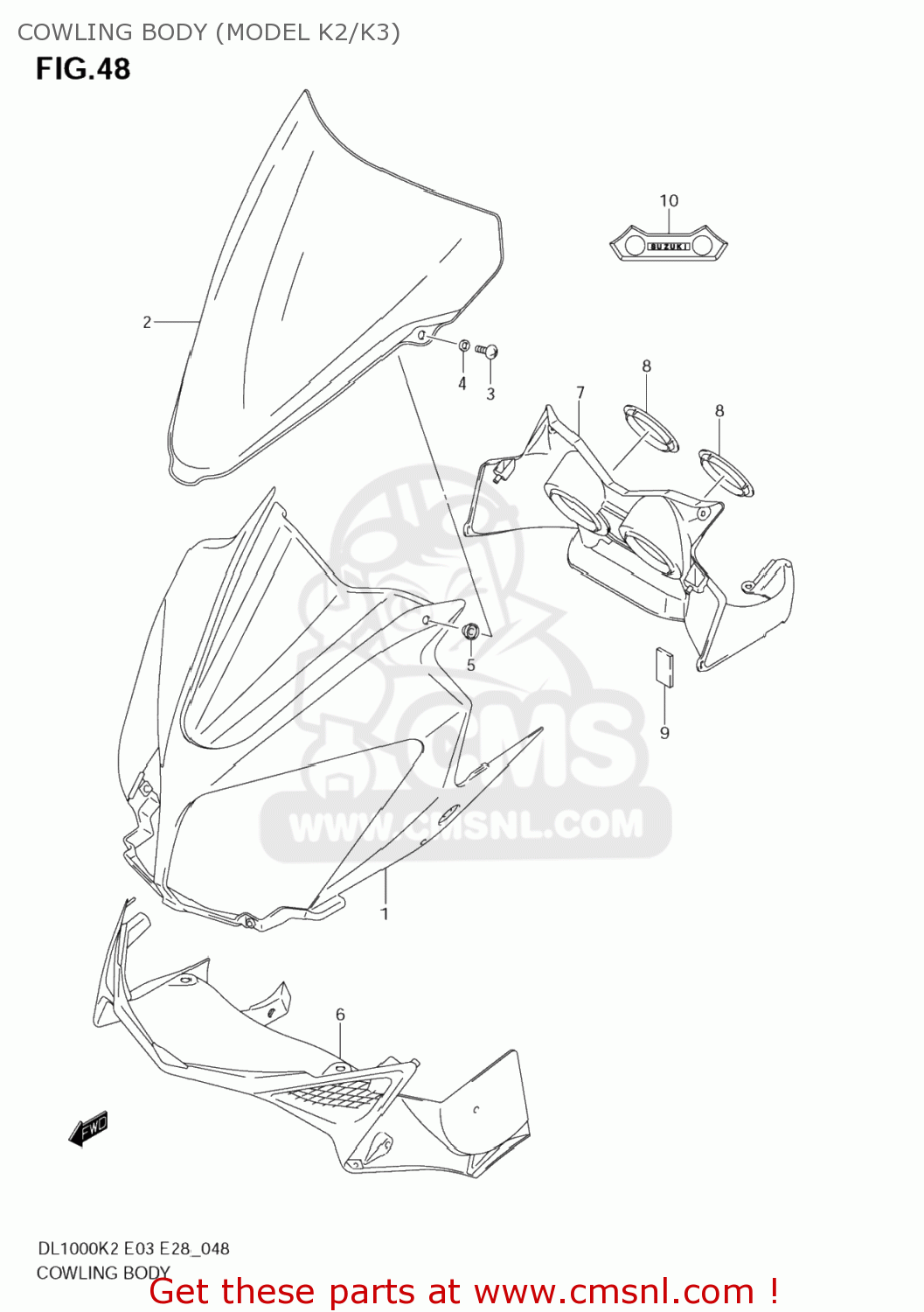 COWLING BODY (MODEL K2/K3) DL1000 VSTROM 2006 (K6) USA (E03)