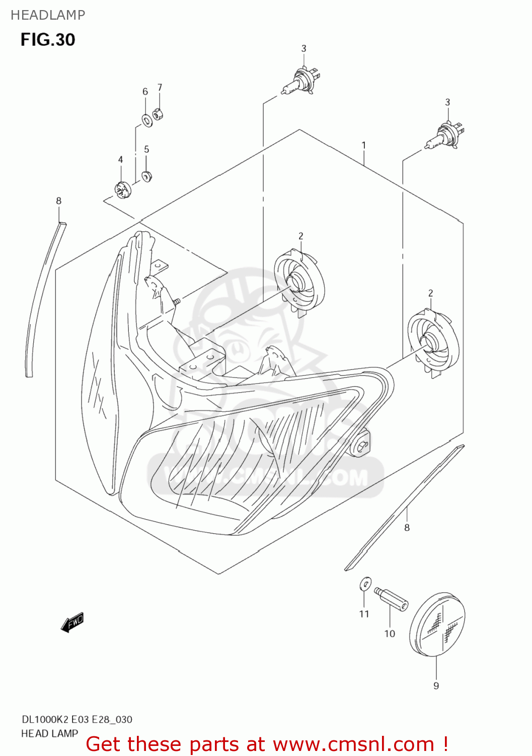 HEADLAMP DL1000 VSTROM 2006 (K6) USA (E03)