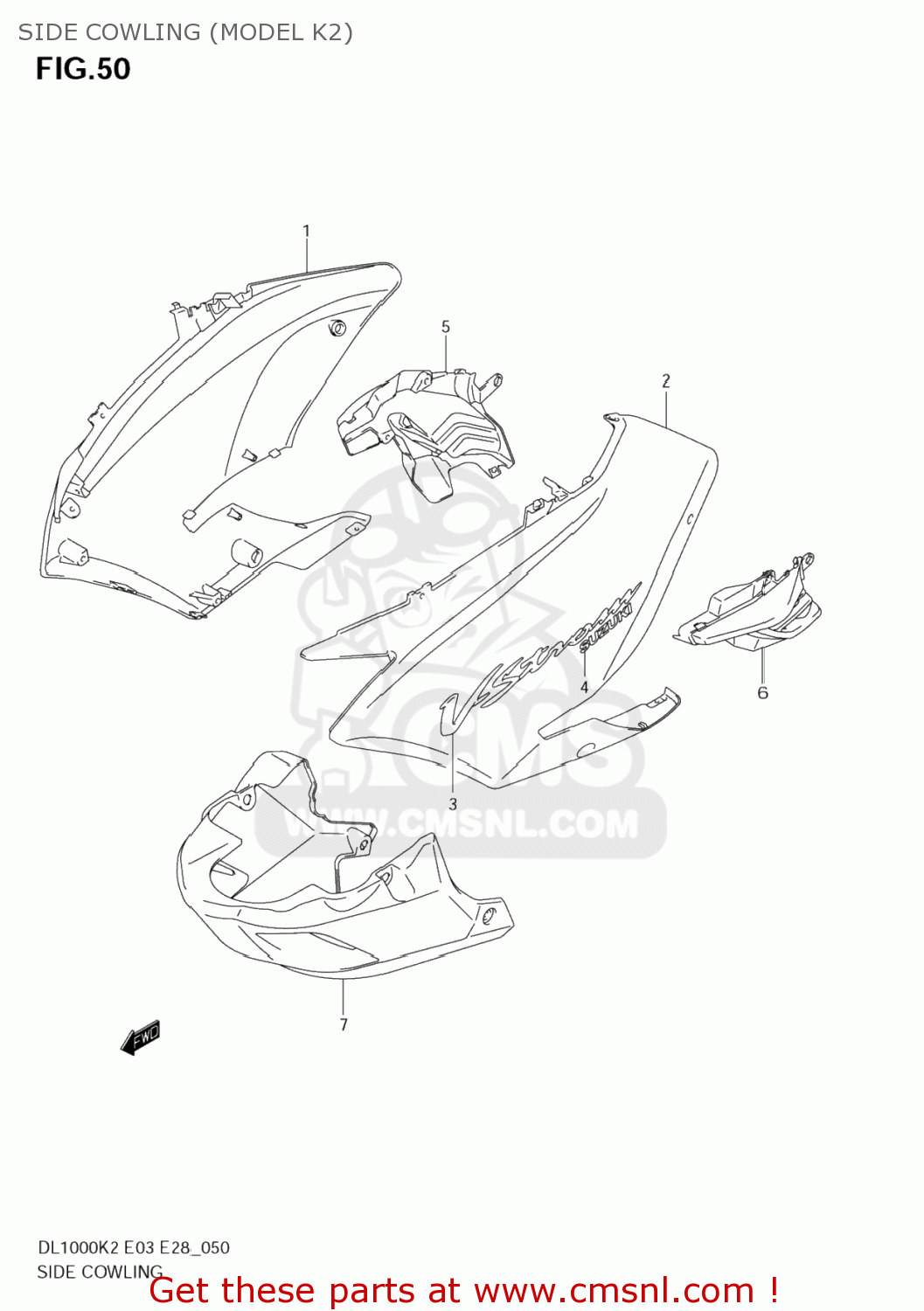 SIDE COWLING (MODEL K2) DL1000 VSTROM 2006 (K6) USA (E03)