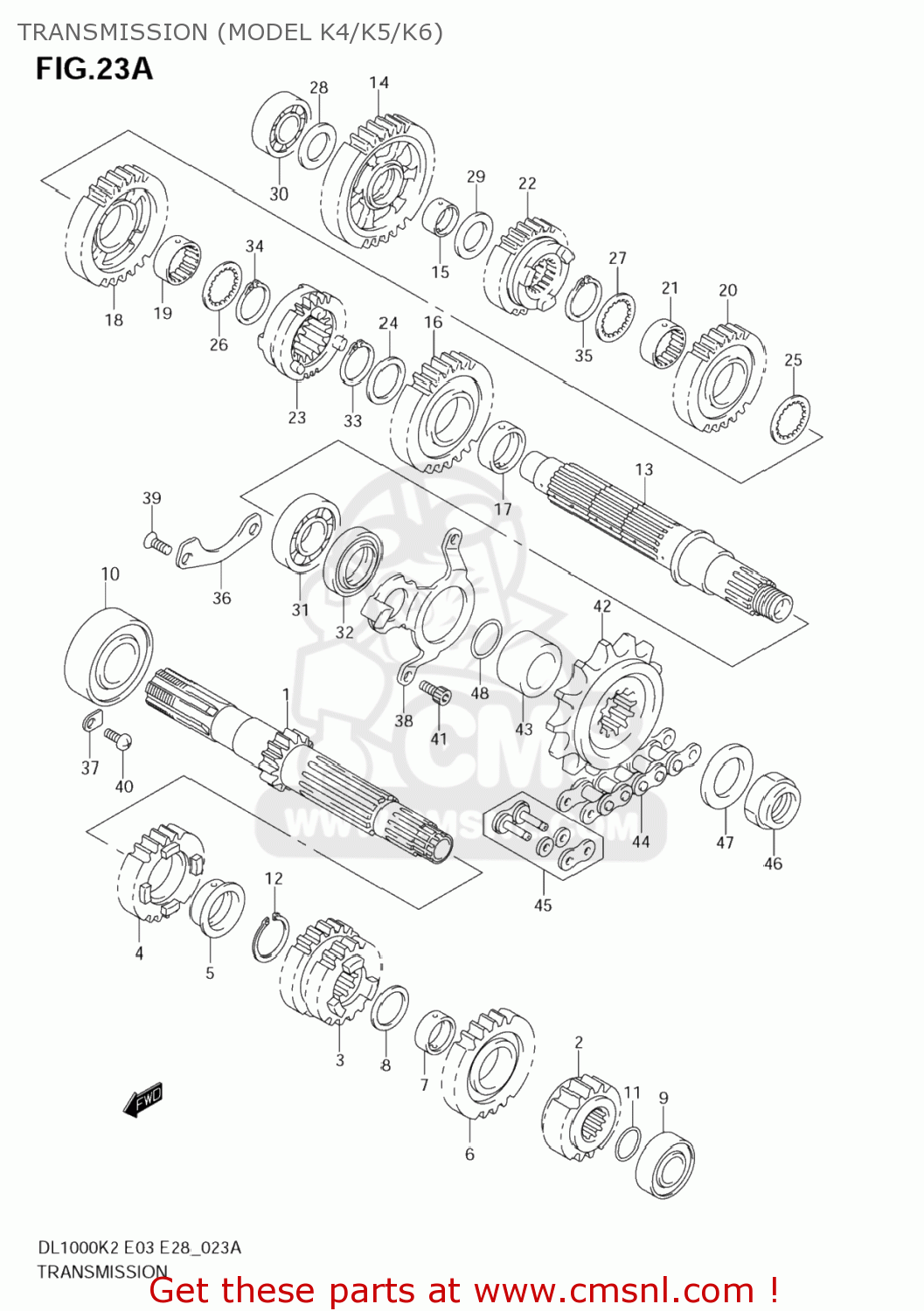 TRANSMISSION (MODEL K4/K5/K6) DL1000 VSTROM 2006 (K6) USA (E03)