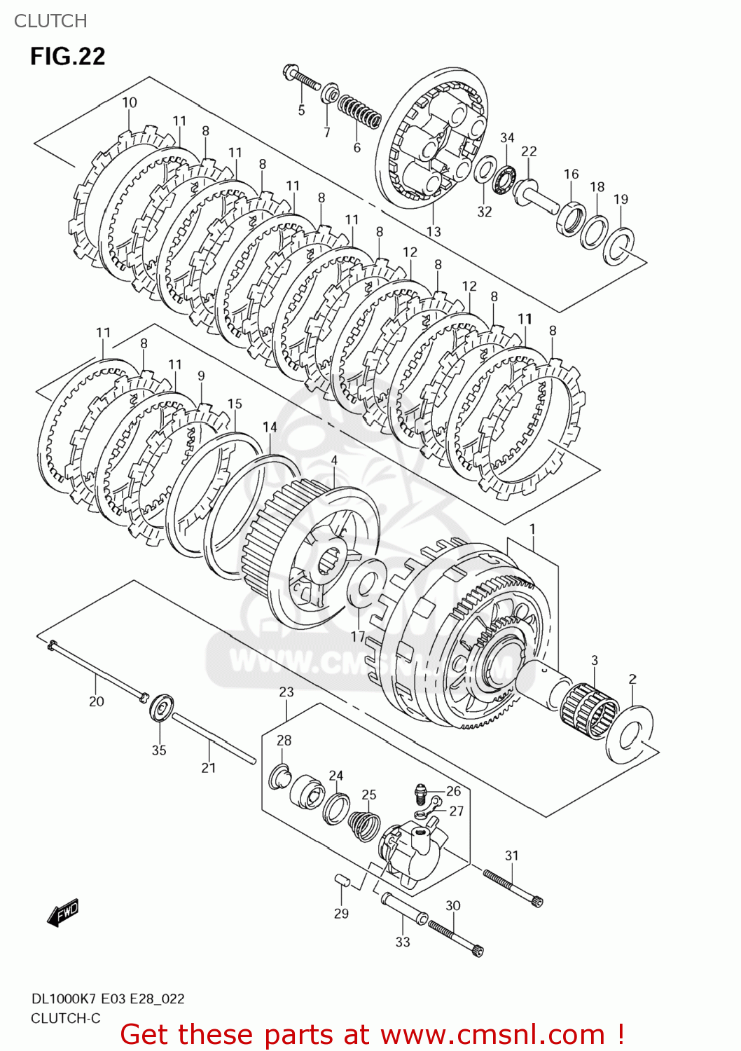 Suzuki DL1000 VSTROM 2007 (K7) USA (E03) CLUTCH buy original CLUTCH