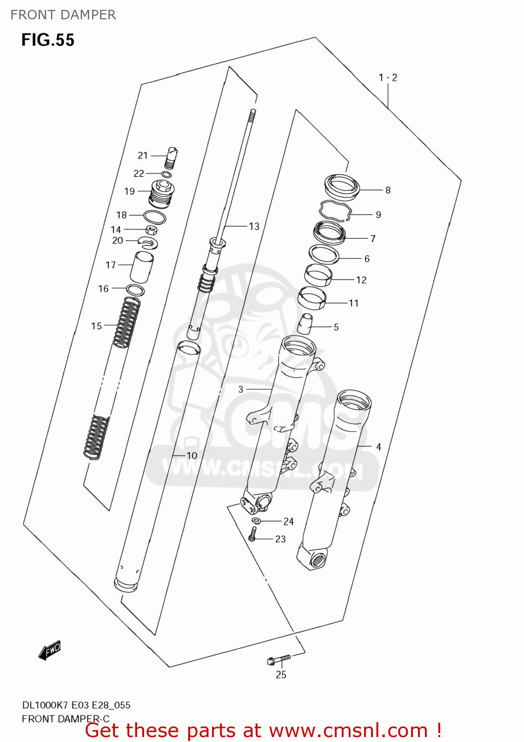 FRONT DAMPER DL1000 VSTROM 2007 (K7) USA (E03)