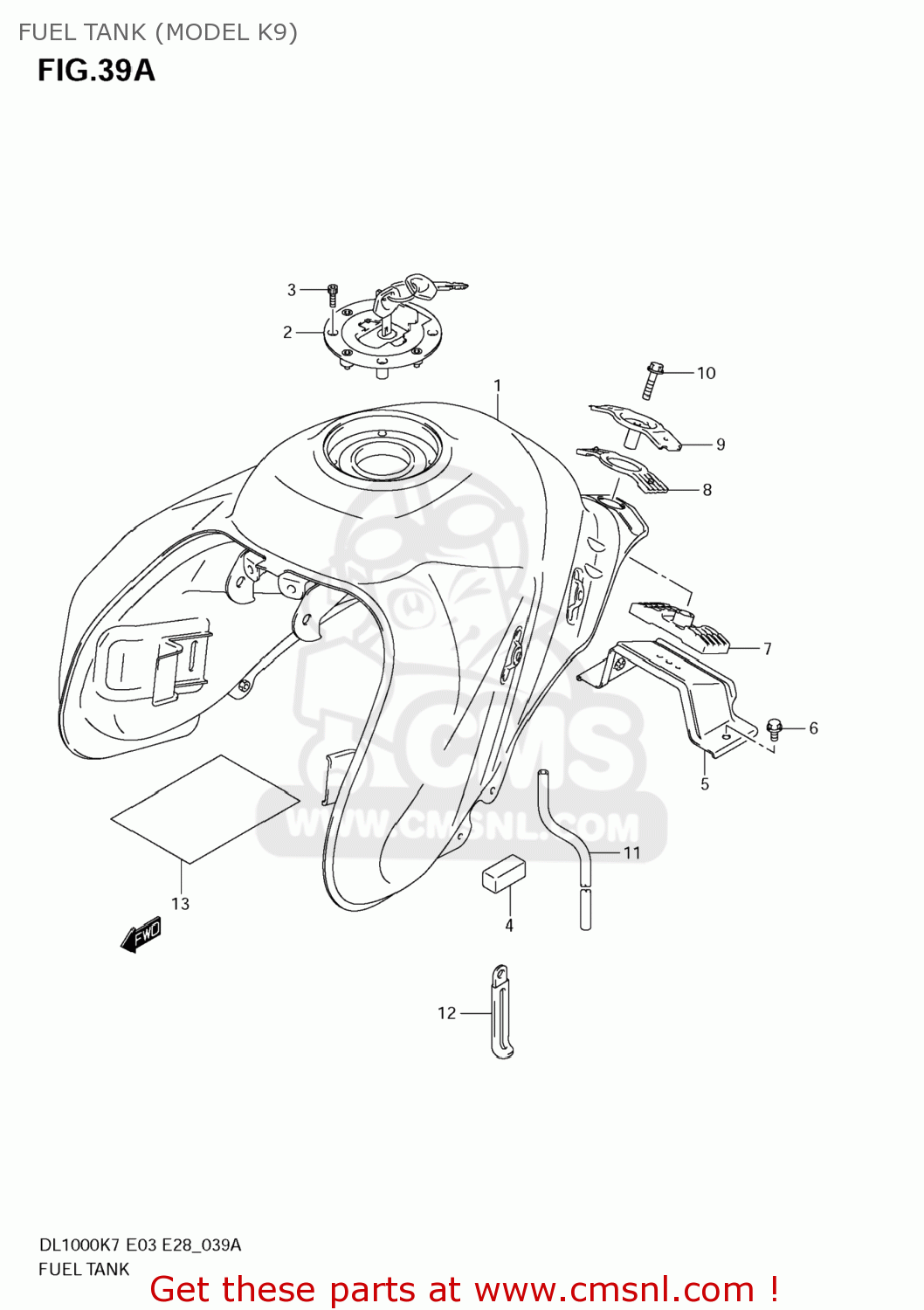 FUEL TANK (MODEL K9) DL1000 VSTROM 2007 (K7) USA (E03)
