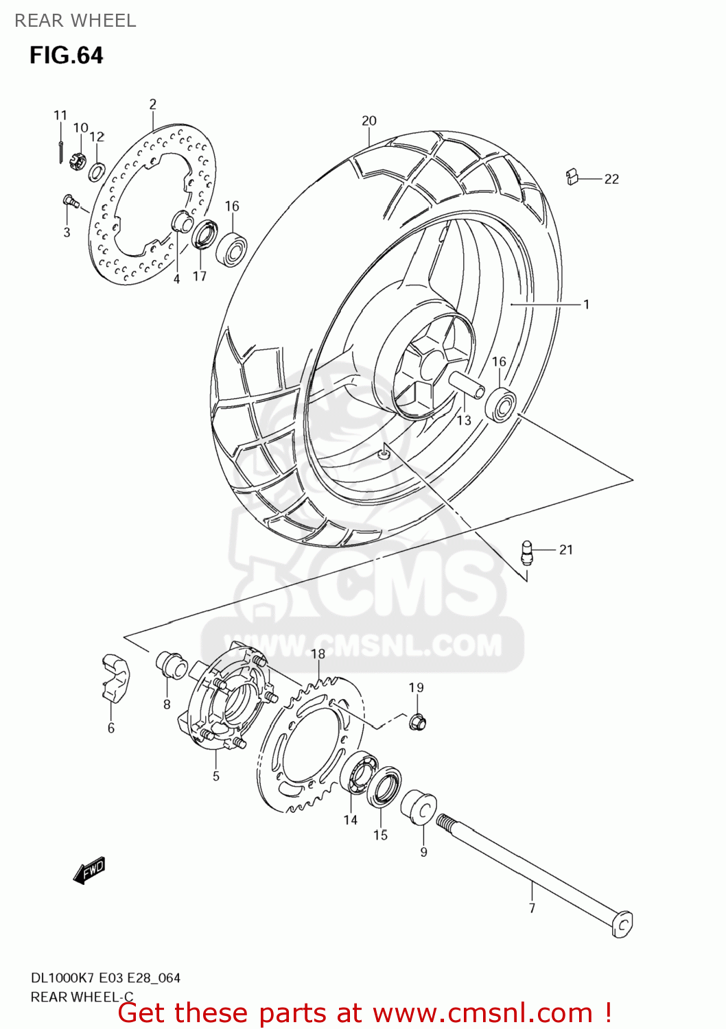 REAR WHEEL DL1000 VSTROM 2007 (K7) USA (E03)