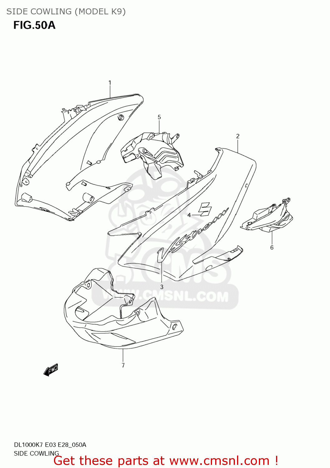 SIDE COWLING (MODEL K9) DL1000 VSTROM 2007 (K7) USA (E03)