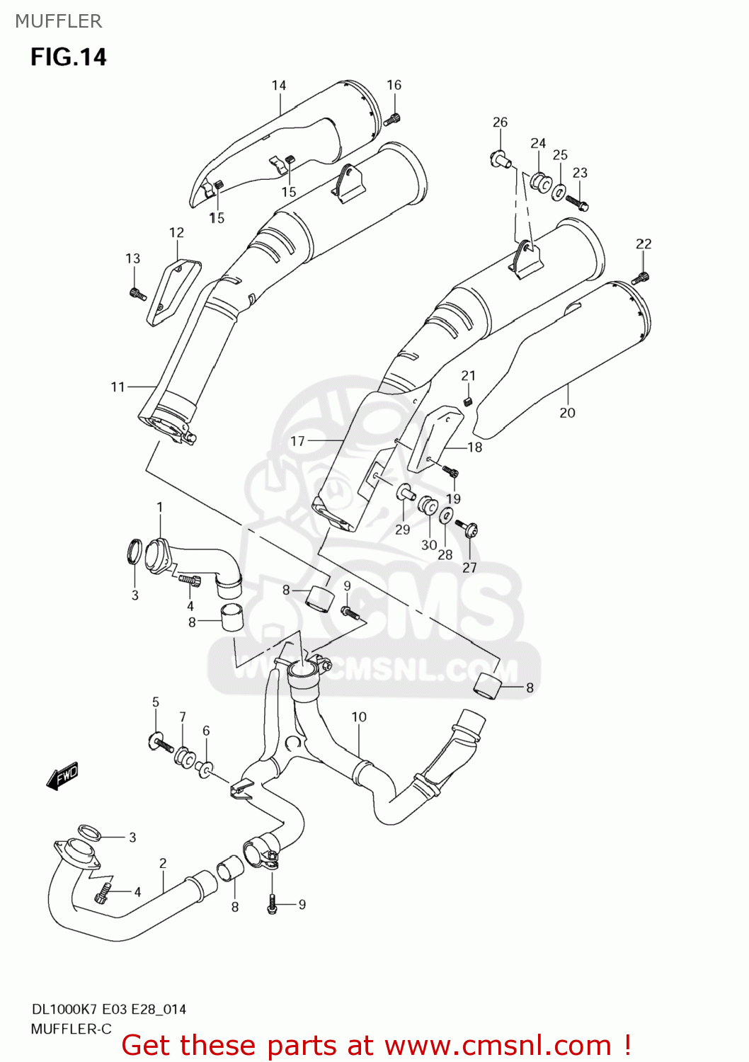 MUFFLER DL1000 VSTROM 2008 (K8) USA (E03)