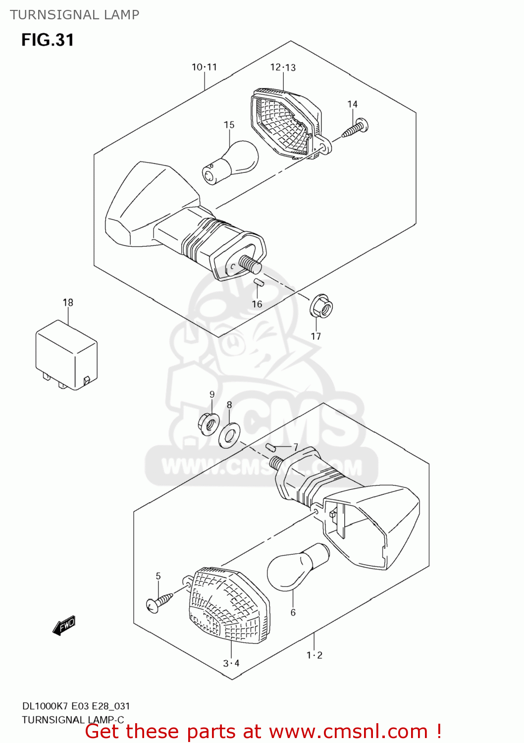 TURNSIGNAL LAMP DL1000 VSTROM 2008 (K8) USA (E03)