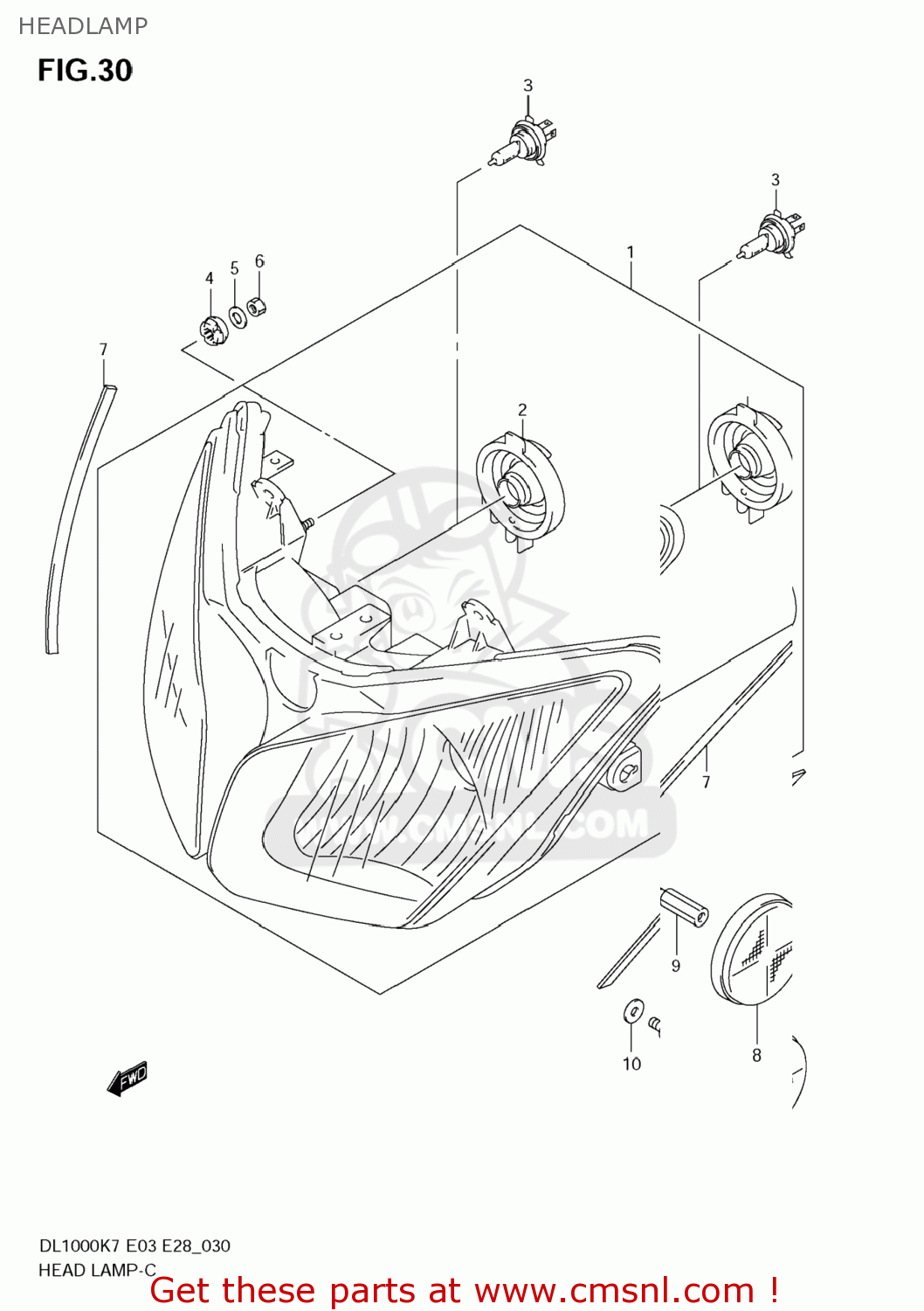 HEADLAMP DL1000 VSTROM 2009 (K9) USA (E03)
