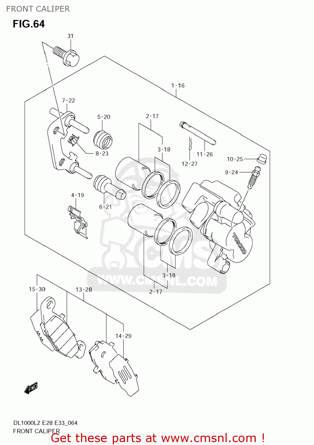 FRONT CALIPER DL1000 VSTROM 2012 (L2) USA (E03)