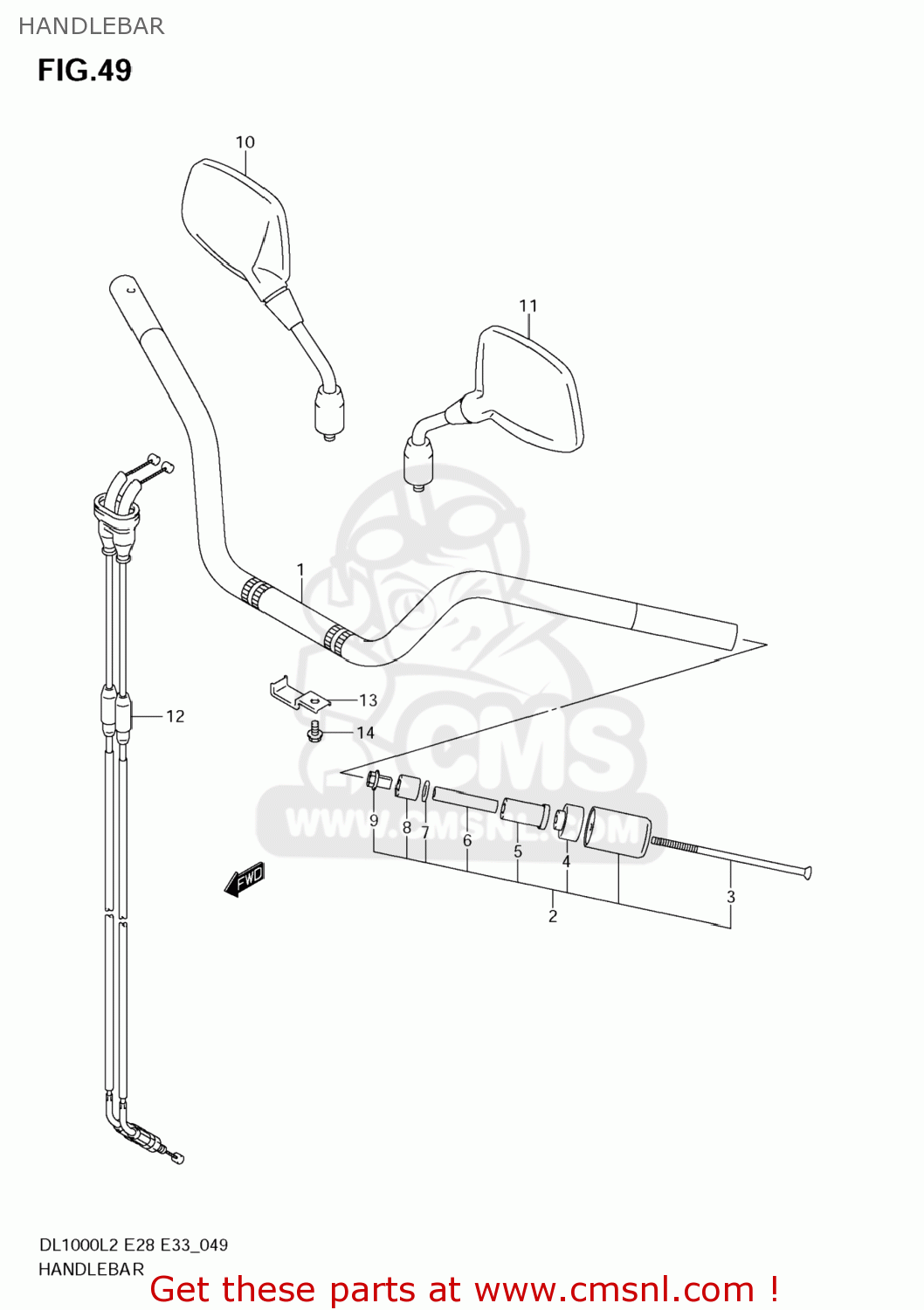 HANDLEBAR DL1000 VSTROM 2012 (L2) USA (E03)
