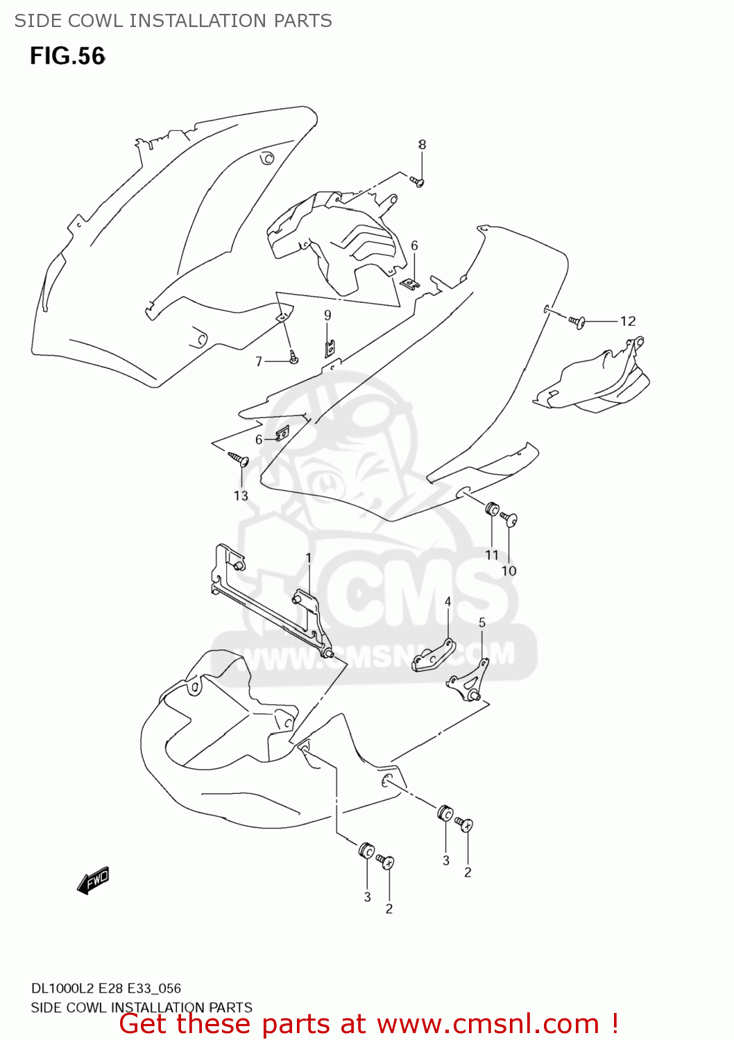 SIDE COWL INSTALLATION PARTS DL1000 VSTROM 2012 (L2) USA (E03)
