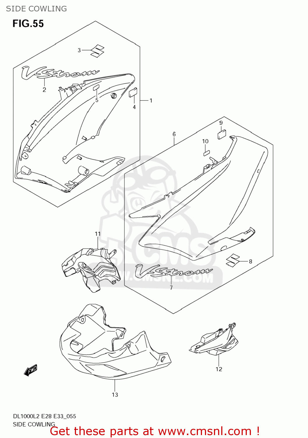 SIDE COWLING DL1000 VSTROM 2012 (L2) USA (E03)