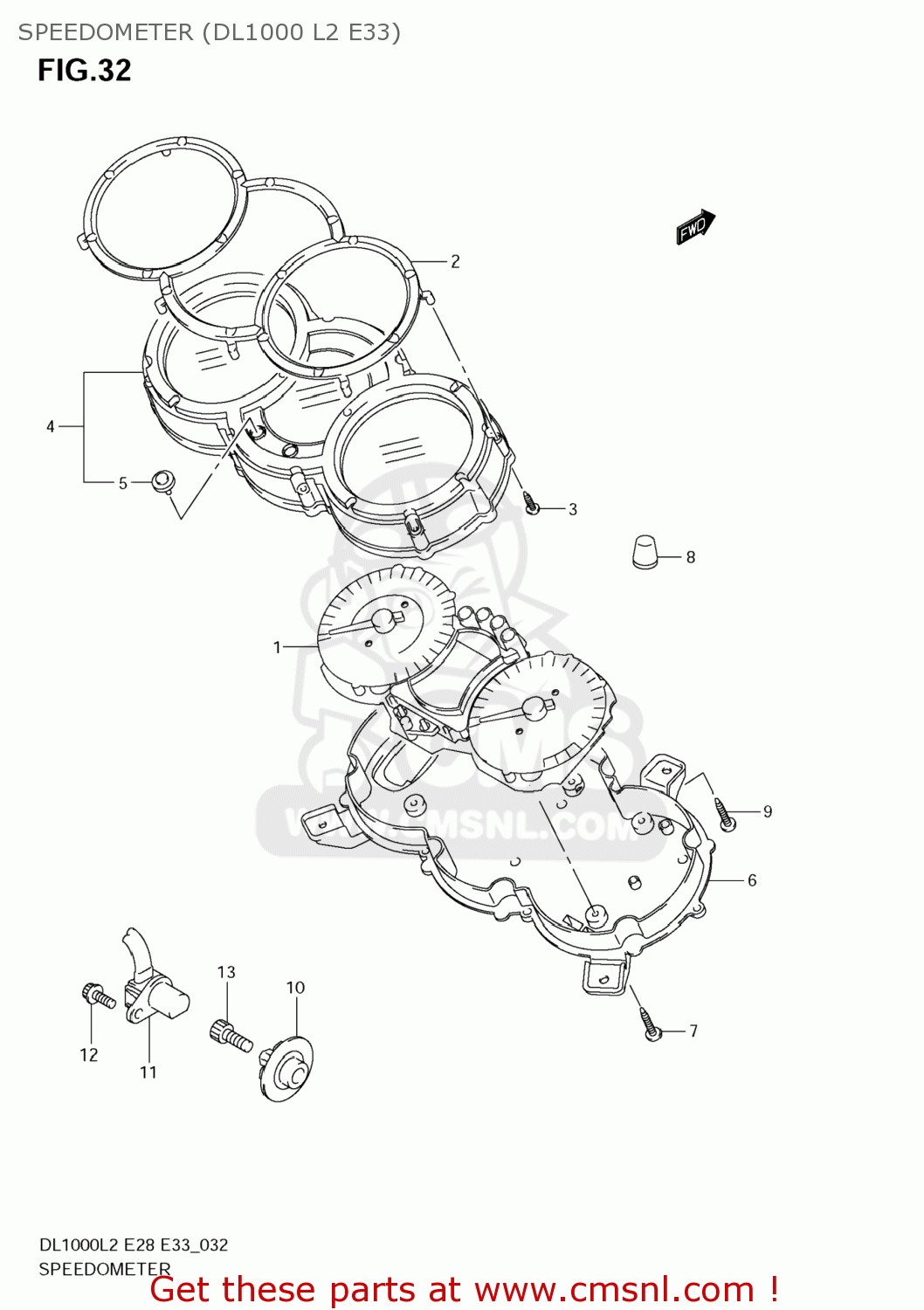 SPEEDOMETER (DL1000 L2 E33) DL1000 VSTROM 2012 (L2) USA (E03)