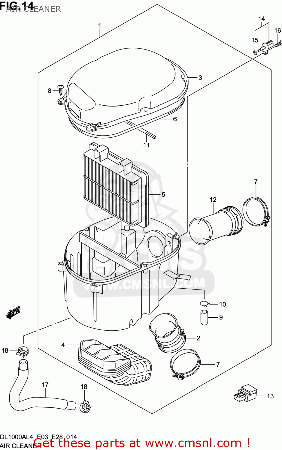 AIR CLEANER DL1000A VSTROM 2014 (L4) USA (E03)
