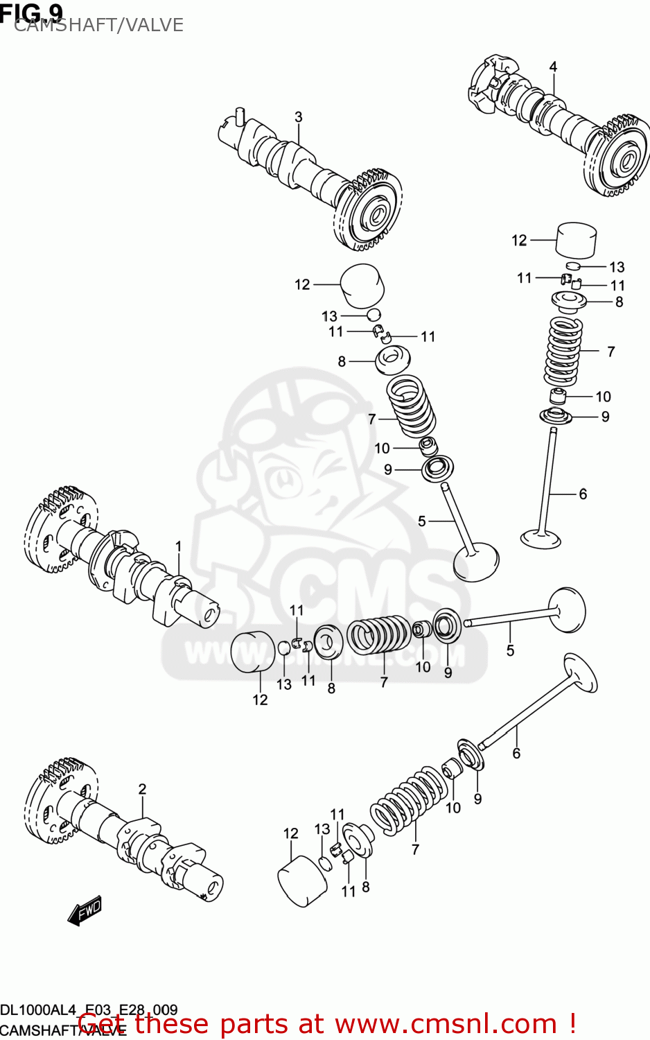 CAMSHAFT/VALVE DL1000A VSTROM 2014 (L4) USA (E03)
