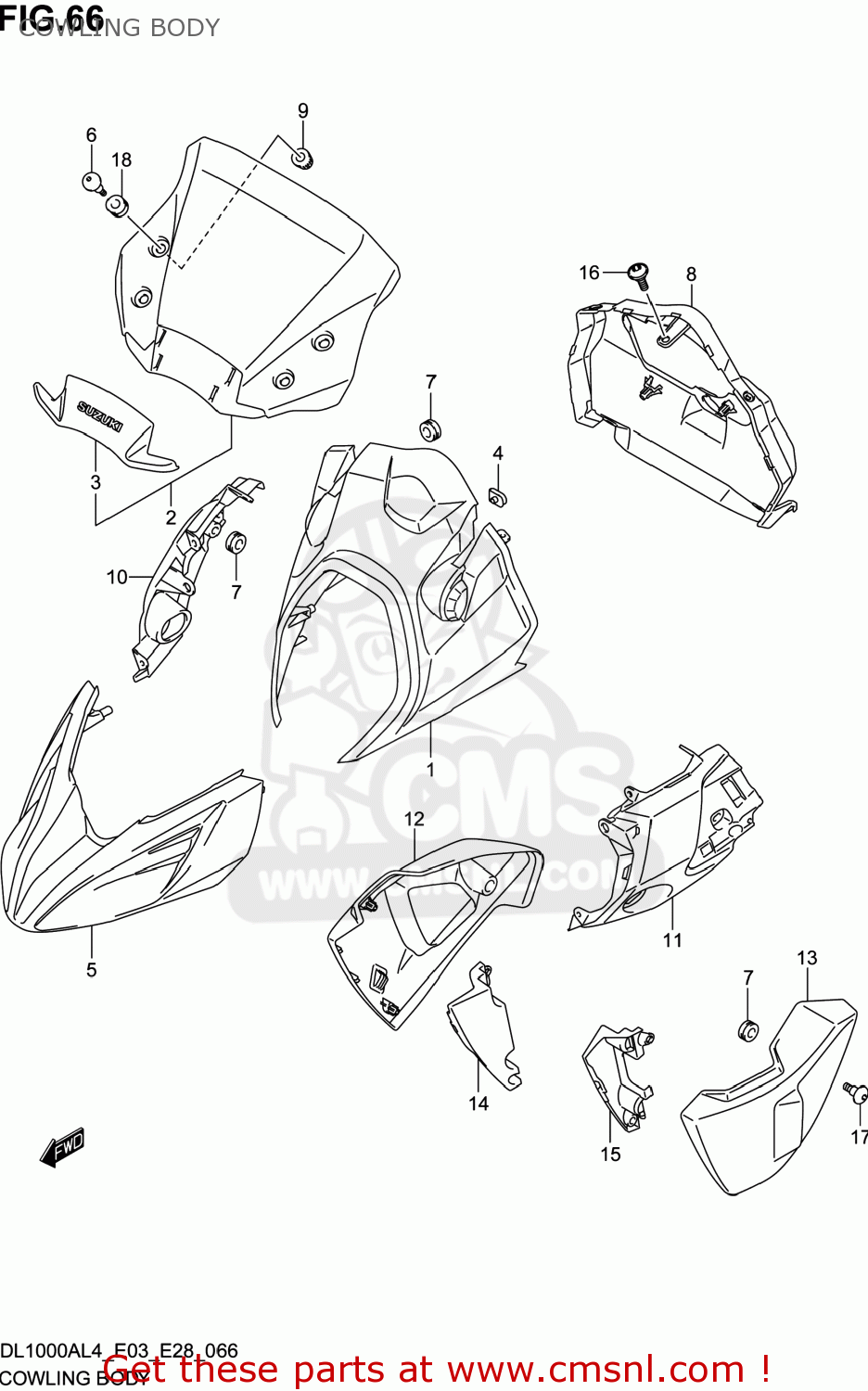 COWLING BODY DL1000A VSTROM 2014 (L4) USA (E03)